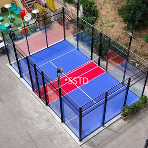 Kit complet <span class=keywords><strong>de</strong></span> terrain <span class=keywords><strong>de</strong></span> padbol hybride SSTD Factory, combinant un mini terrain <span class=keywords><strong>de</strong></span> football, une cage multisports intérieure/extérieure avec gazon coloré - Product Image 1