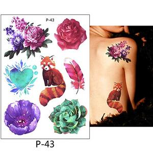 Retour violet-rouge CMJN <span class=keywords><strong>tatouage</strong></span> temporaire personnalisé étanche bras jambe autocollants fleurs oiseau loup renard <span class=keywords><strong>Animal</strong></span> pour femmes fille Art corporel - Product Image 2