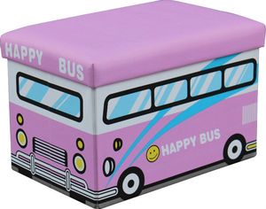 RTS Lovely <strong>pink</strong> Happy Bus Printing Pvc Foot Rest Ottoman <strong>Stools</strong> for Home Living Room Furniture - Product Image 1