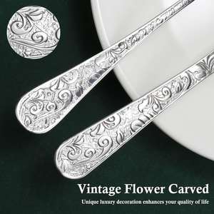 Cuillère à thé de luxe en acier inoxydable en gros, cuillère à café à manche gaufré, cuillère à dessert pour mariage et fête - Product Image 3