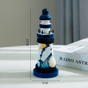 Décoration d'ornement de petit <span class=keywords><strong>phare</strong></span> océanique en bois moulé de style méditerranéen de 13cm - Product Image 6