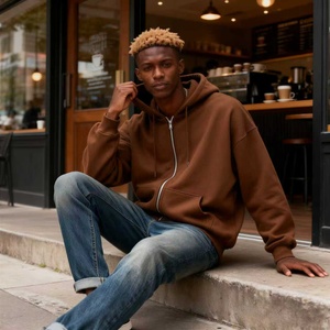 TKAN358 Fabricant Logo personnalisé Poids lourd Puls Taille Hiver Chaleur Coton épais French Terry 500GSM Zipper Hoodie Pour Homme - Product Image 1