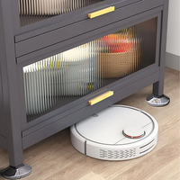 Étagère à vaisselle modulaire en métal réglable, facile à nettoyer, grise, avec rangement de type tiroir pour les armoires de cuisine, le garde-manger, le buffet
