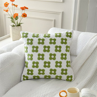 Housse de coussin brodée motif plante verte, style sud-est asiatique, feuille verte, pour canapé de salon, bureau