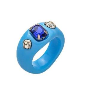 Anillo de Cóctel para Mujer, Colorido, con Diamantes de Imitación Creados en Laboratorio, Resina Acrílica, Anillo Pegado, Joyería de Fiesta, Diseño de Piedra Cuadrada, Anillos de Moda - Product Image 4