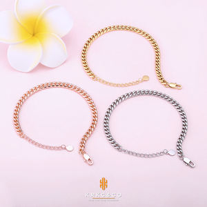 KRKC <span class=keywords><strong>Drop</strong></span> <span class=keywords><strong>Shipping</strong></span> 1 pièces <span class=keywords><strong>Service</strong></span> 6mm 8mm Blanc 18k Rose Plaqué Or En Acier Inoxydable <span class=keywords><strong>Miami</strong></span> Cubain Cheville Bracelet Cheville - Product Image 4