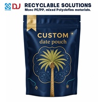 Op maat bedrukte staande zak met ritssluiting voor gedroogde dadels en fruit, met elegant gouden palmboomdesign ornamentverpakking
