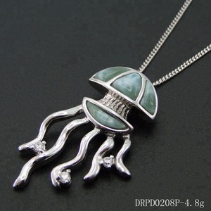 Offre Spéciale Mode Vie Marine Bijoux En Argent Naturel Larimar Poulpe Pendentif - Product Image 3