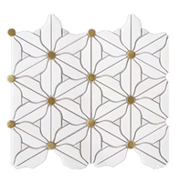 Mosaïque de carreaux de céramique modernes à motif floral, finition polie, avec incrustation en laiton pour crédence de cuisine, mur de salle de bain, hall de villa