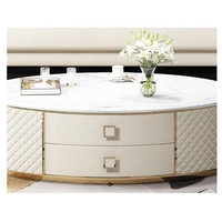 Table basse en acier inoxydable de luxe, table basse en MDF et marbre, ensemble de table basse et de meuble TV
