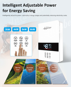 Chauffe-eau électrique 220V 8kW intelligent à eau chaude instantanée, panneau en verre, 6 températures prédéfinies, consommation d'énergie et débit en temps réel - Product Image 5