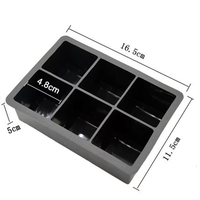 Molde de silicona flexible de 6 compartimentos sin BPA para cubitos de hielo, ecológico, cuadrado, para alimentación de bebés, congelador, reutilizable, hecho en casa