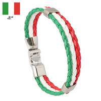 Pulsera de Cuero Personalizada con Bandera Nacional de Brasil, España, Italia, Francia, Rusia, para Fanáticos del Fútbol, Pulseras de Cuero PU Coloridas, Regalo