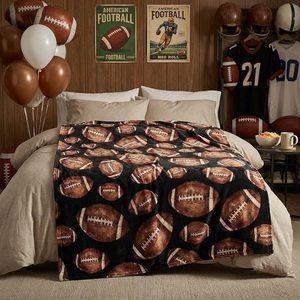 Football Lover Flannel <b>Blanket</b> <b>Throw</b> <b>Blanket</b> Nap <b>Blanket</b> Breathable Skin Friendly for Travel Camping Custom Print OEM ODM - Product Image 2