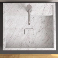 Évier de lavage des mains en marbre blanc de Carrare naturel moderne, de forme rectangulaire, sur mesure, pour salle de bain, hôtel, villa
