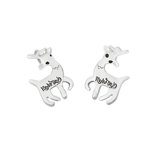 Orecchini a perno Rghirueh a forma di cervo in oro bianco, lega di zinco e ceramica, simpatici gioielli unisex alla moda, idea regalo - Product Image 1