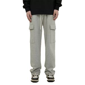 Pantalones de Moda Casual al por Mayor, 100% Algodón, Corte Recto, Ajustados, con Cordón, Múltiples Bolsillos, Pantalones Cargo, Pantalones Deportivos para Hombre - Product Image 1