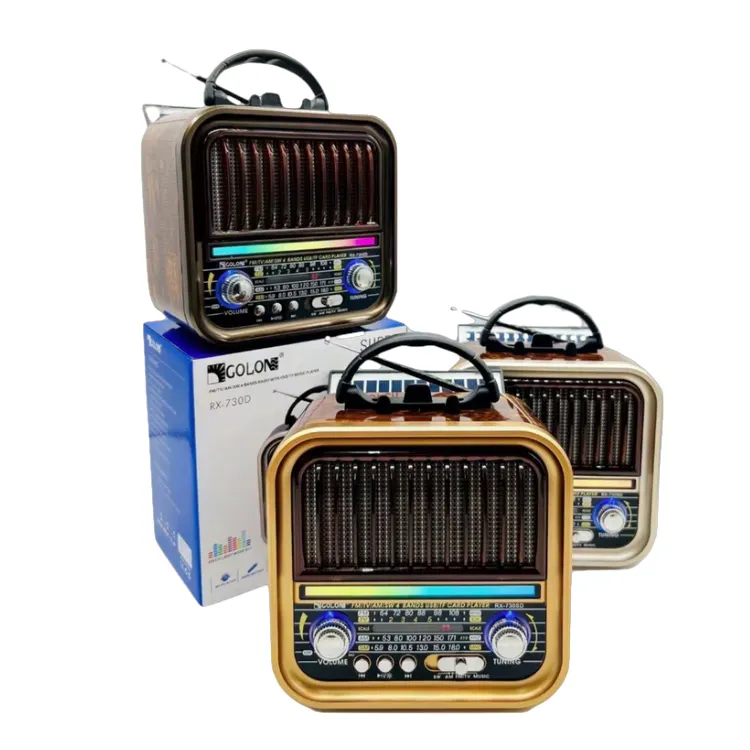 Eletree Rx-730Sd Golonポータブルソーラーマニュアルパワー短波マルチバンドAm Fm Swテレビラジオ、9種類のディスコライト付き