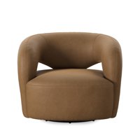 Fauteuil pivotant de luxe moderne en cuir, fauteuil design pour salon, hall d'hôtel, meuble d'appoint rembourré