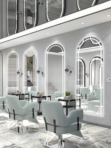 Grand miroir <span class=keywords><strong>de</strong></span> <span class=keywords><strong>salon</strong></span> intelligent sur pied pleine longueur, miroir <span class=keywords><strong>de</strong></span> coiffeur surdimensionné en verre avec LED et design Art Déco - Product Image 4