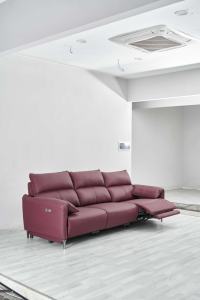 Sofá Reclinable Modular Grande y Moderno de Cuero Genuino para Sala de Estar, Tres Plazas, Extensible, con Funciones de Masaje y Refrigeración - Product Image 4