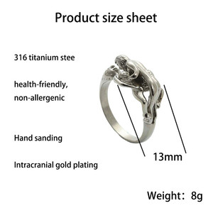 Lovers Shape Titanium Steel <b>Ring</b> Silver Unisex Everyday Wear Fine Jewelry 26016 - Product Image 4