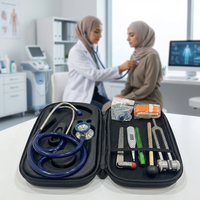 Kit d'examen clinique complet, stéthoscope manuel à double tête en acier inoxydable, ensemble médical portable, étui rigide en EVA, certifié CE