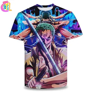 Atacado oversize japonês streetwear Mens poliéster atlético Luffy zoro anime impressão digital anime t-shirts