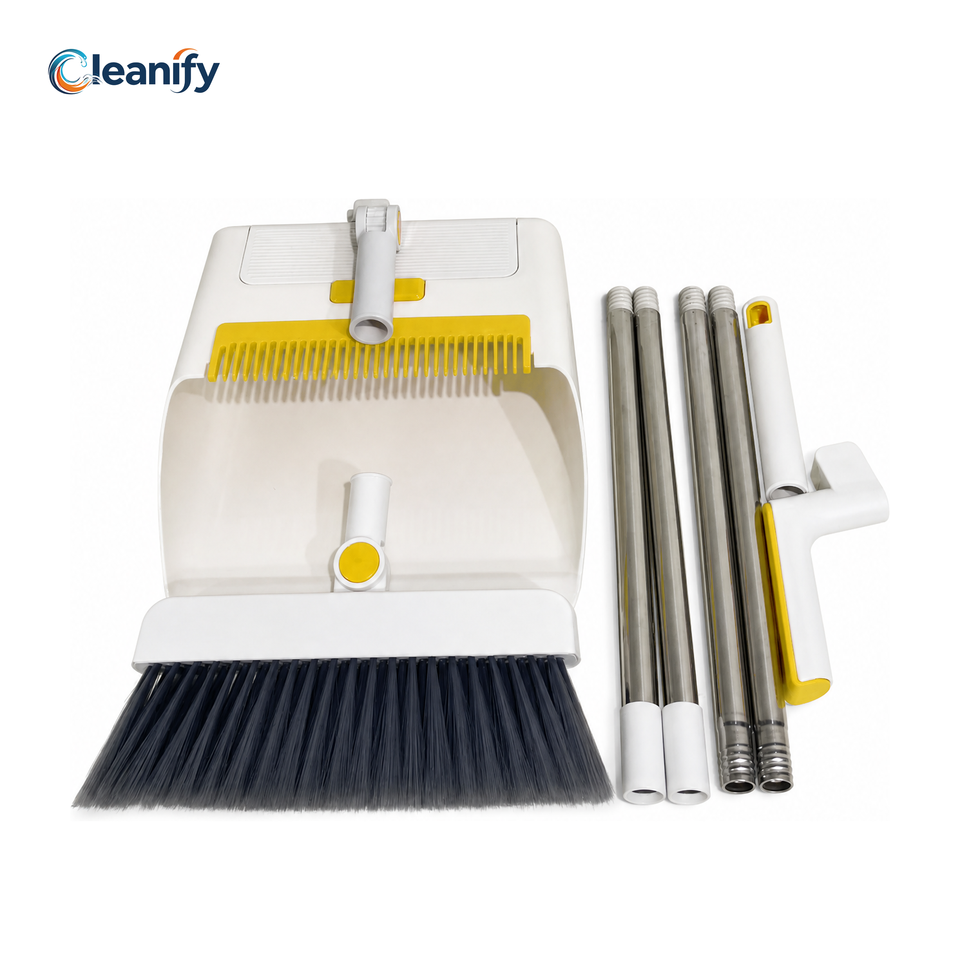 Slide Design With Numbers Space Saving Detachable Broom Dustpan Set Split Pole Modular Design ...