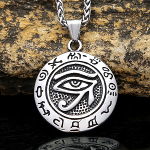 Yunnique – pendentif œil porte-bonheur en acier inoxydable pour hommes, collier Hip Hop, style turc, bijoux à la mode, cadeau pour hommes, Design géométrique - Product Image 2