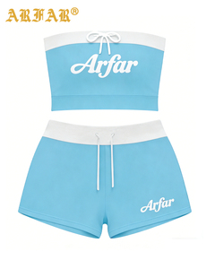 Completo Estivo Y2k Personalizzato da Donna, 2 Pezzi, Top Senza Spalline e Pantaloncini con Coulisse, per Spiaggia e Vacanze - Product Image 2