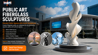 Sculpture d'art moderne en fibre de verre personnalisée, statue de forme organique OEM pour la décoration du hall d'hôtel