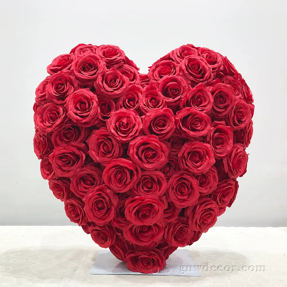 GNW DIY Artificial Rose heart shaped flower stand peony artificial flower balls Decoration Centerpieces Reception Wedding Table