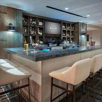 Comptoir de bar de restaurant pour café, centre commercial et hôtel, design moderne, surface solide, éclairage LED, écologique, fabriqué en Chine