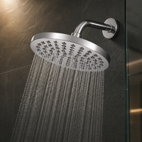 Pommeau de Douche Rond en ABS Écologique Facile à Installer, Chromé, Fixation Murale pour Salle de Bain