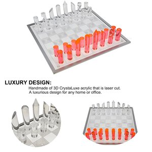3D Luxe Acrylic Lửa Băng dẫn ánh sáng phát sáng Bộ cờ vua sang trọng cắt bàn cờ điều hành boardacrylic trò chơi cờ vua - Product Image 6