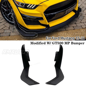 For Ford Mustang All Model 15-21 Modified W/ GT500 MP Bumper Front Bumper Corner Spoiler Winglet <b>Splitters</b> Matte Black - Product Image 1