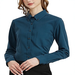 Chemise d'uniforme professionnelle à manches longues en coton Oxford 100 % rayé, style simple et polyvalent, nouvelle collection Printemps-Été 2026 pour femme - Product Image 3