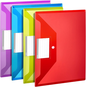 مجموعة من 4 قطع من مجلدات العرض البلاستيكية القابلة لإعادة الاستخدام بحجم A4 ، مظاريف جيب من مادة <span class=keywords><strong>PP</strong></span> ، إغلاق ملفات مكتب المدرسة - Product Image 1