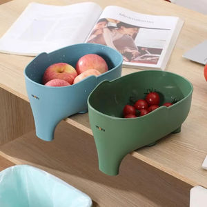 Cesta de drenaje multifuncional de plástico PP con forma de elefante para lavar verduras y frutas al por mayor - Product Image 1