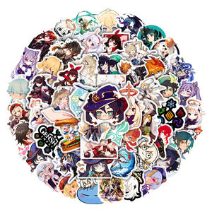 100 autocollants mignons de personnages de <span class=keywords><strong>Genshin</strong></span> <span class=keywords><strong>Impact</strong></span> pour la décoration de téléphone, <span class=keywords><strong>livre</strong></span>, autocollants de jeu de dessin animé - Product Image 2