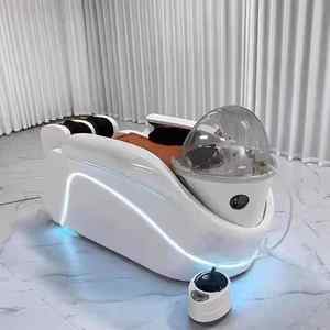 Precio de fábrica, cama de SPA de cuero negro, silla de masaje para lavar el cabello con lavabo de champú grande para tumbarse con champú - Product Image 4