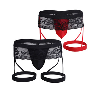 Strings <span class=keywords><strong>Gay</strong></span> Sexy Extrême G-strings Dentelle Noire <span class=keywords><strong>Sous</strong></span>-vêtements T-back Sexy pour Hommes - Product Image 5
