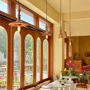 Lustre en bois massif rétro français fait à la main, style zen chinois, hauteur réglable, LED - Product Image 6