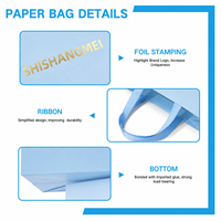 Sacs en papier personnalisés pour cosmétiques et vêtements, sacs de shopping en papier personnalisés de luxe bleus