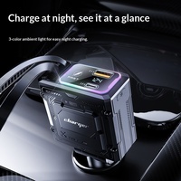 Chargeur de voiture rétractable double câble 66W 180 degrés 12V 24V PD QC SCP USB-A USB-C avec affichage de tension RGB pour SUV et camion