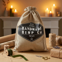 Sac cadeau personnalisé en toile de jute avec cordon de serrage et logo sérigraphié, grande pochette en chanvre pour emballage de café, savon et aliments