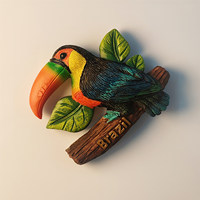 Aimant de réfrigérateur 3D peint en forme de toucan brésilien, style sud-américain, souvenir touristique, cadeau, objet de collection, décoration intérieure, cuisine, fabriqué en Chine