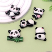 Adorables Breloques en Résine Panda Dessin Animé Kawaii, Pendentifs Plats pour Boucles d'Oreilles, Porte-clés, Accessoires de Bricolage pour la Fabrication de Bijoux