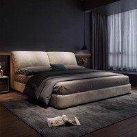 Cadre de lit plateforme Pillow-Back Cloud Soft avec rangement sous le lit, tête de lit capitonnée surdimensionnée, profil bas, sans sommier